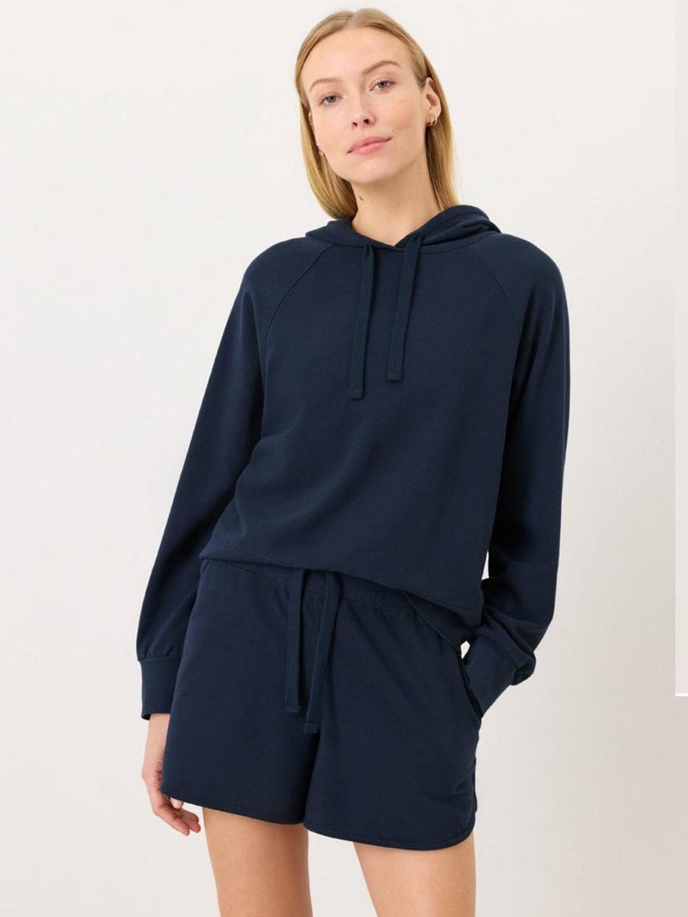 Pact Women's Organic Cotton Cloud Knit Hoodie Pullover Navy Blue